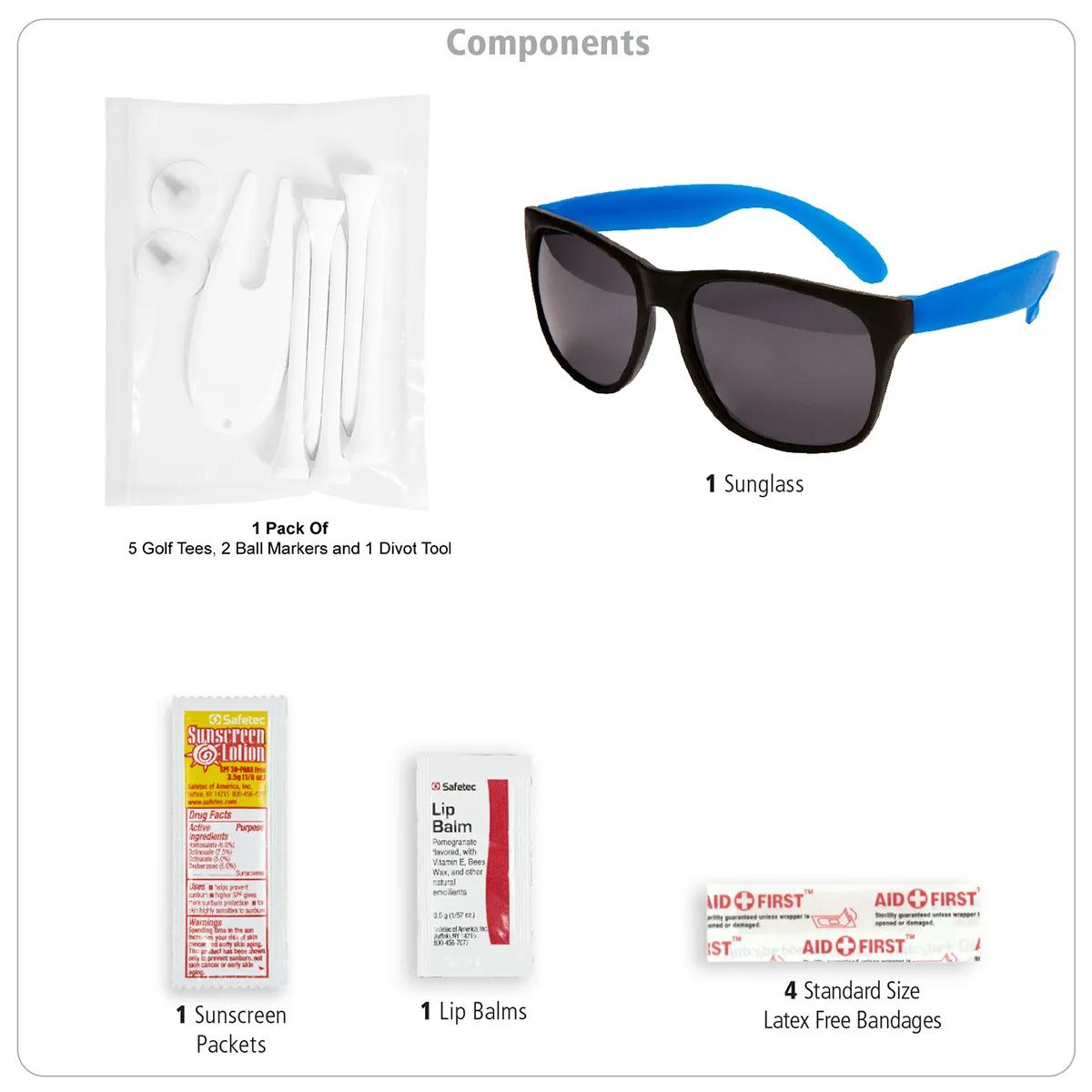 Golf Kit 15 Piece Zippered Pack Carabiner - 7.5 x 5 in - product view 2