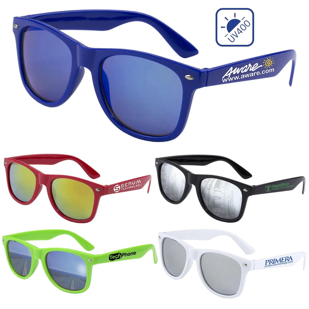 Mirror Lens Sunglasses High Gloss ABS Frame - 5.75 in