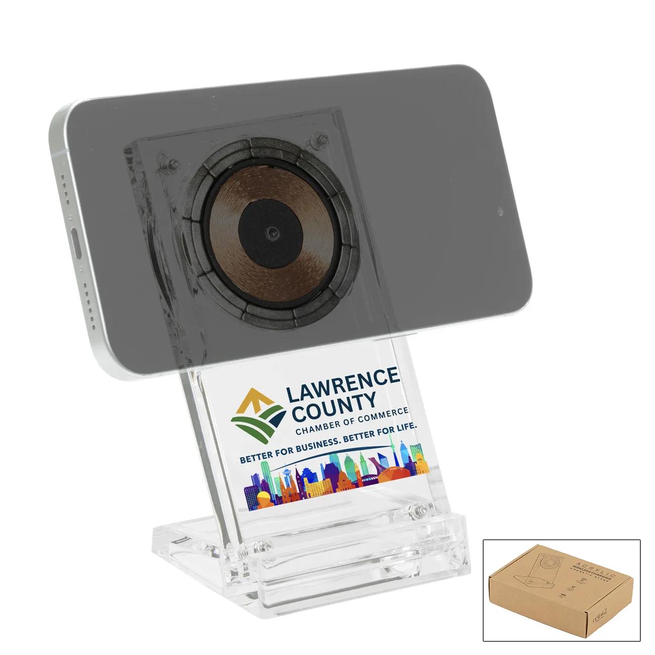 Acrylic Wireless Charger Stand 15W Clear Design - 5 x 2.75 in