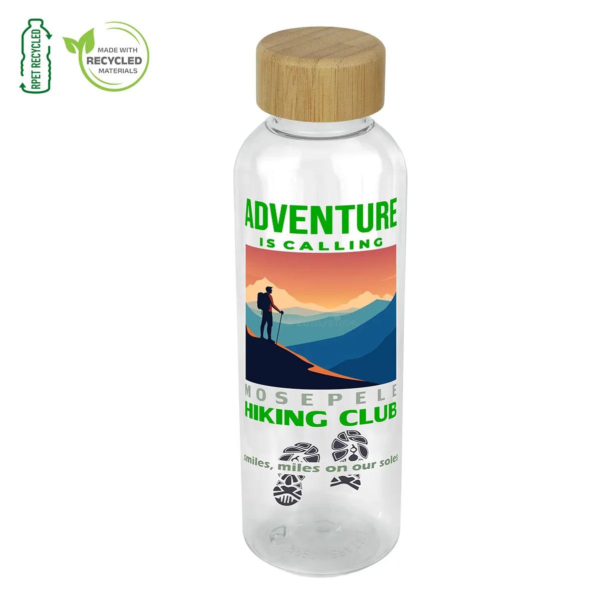 Recycled RPET Water Bottle Bamboo Cap Clear - 22 oz