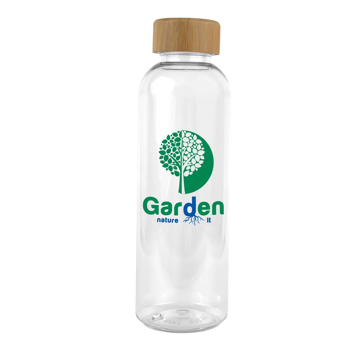Recycled RPET Water Bottle Bamboo Cap Clear - 22 oz - product view 3