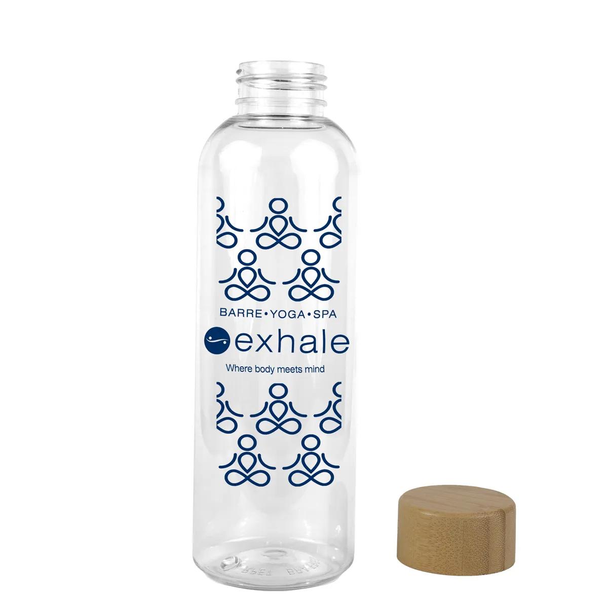 Recycled RPET Water Bottle Bamboo Cap Clear - 22 oz - product view 8
