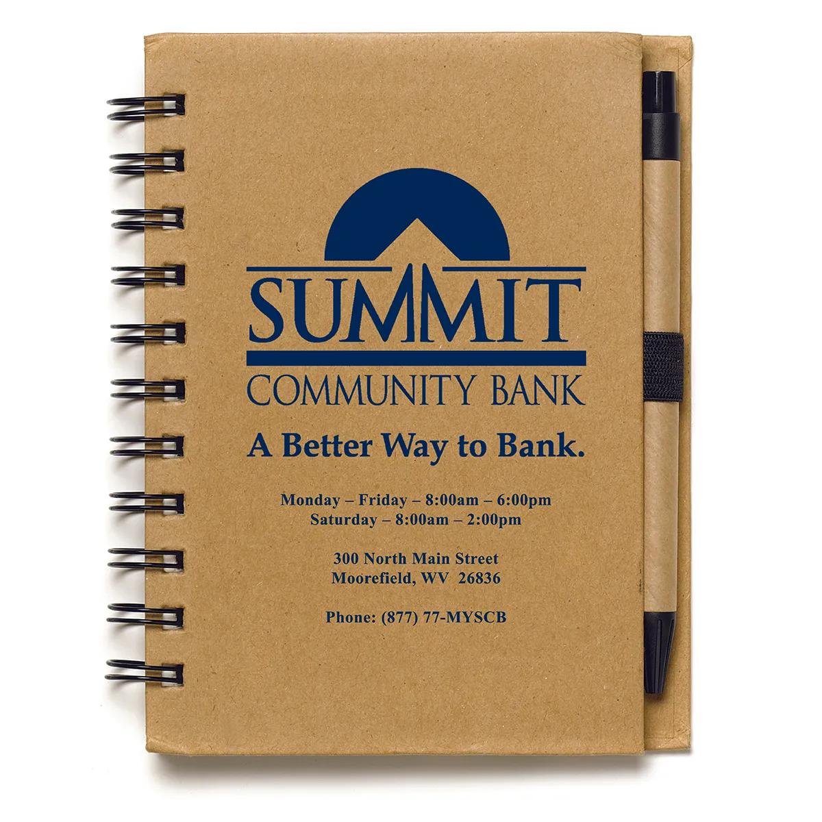 Eco Jotter Notebook Cardboard Cover Paper Pen - 5.25 x 6.31 in - product view 2