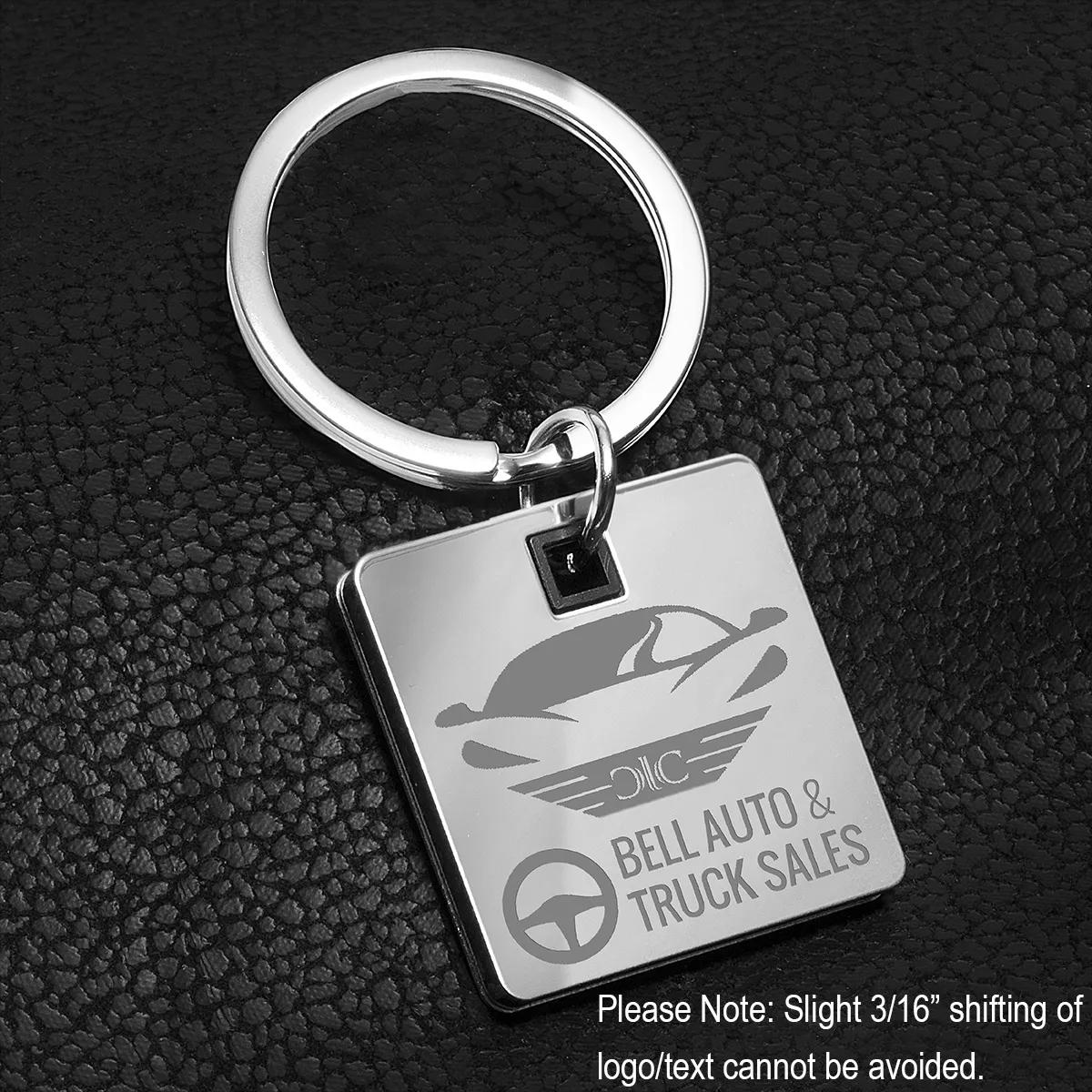 Metal Keychain Laser Engraved Chrome Black Gift Box - 2.75 in