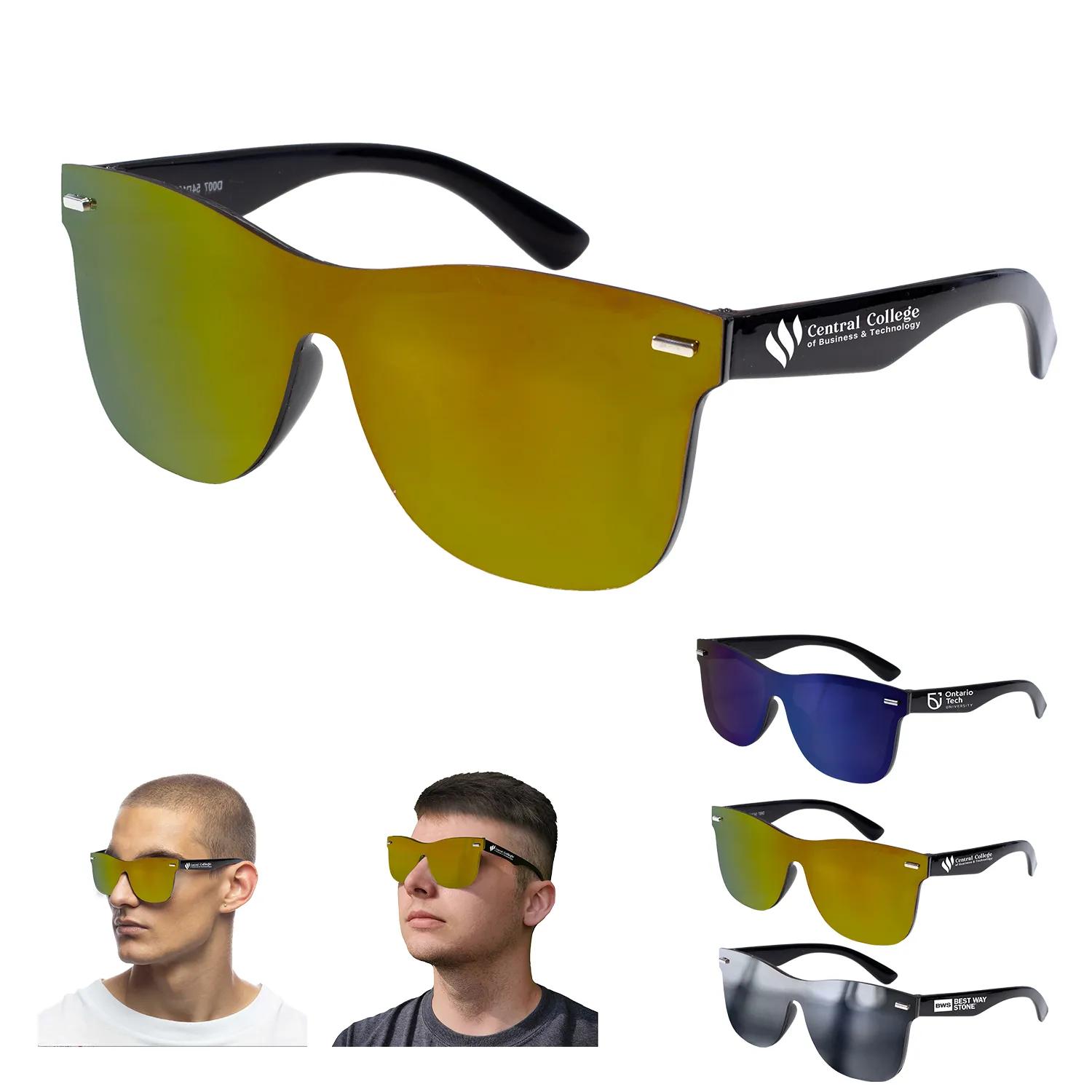 Rimless Reflective Sunglasses Single Lens UV Protection