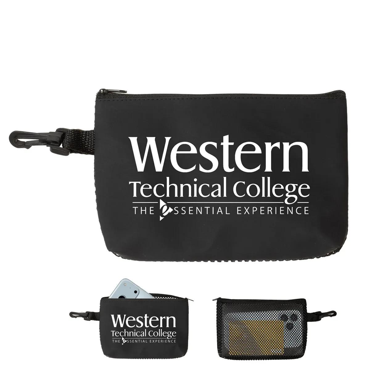 Mesh Zipper Storage Pouch See-Through Polyurethane - 8 x 5 in