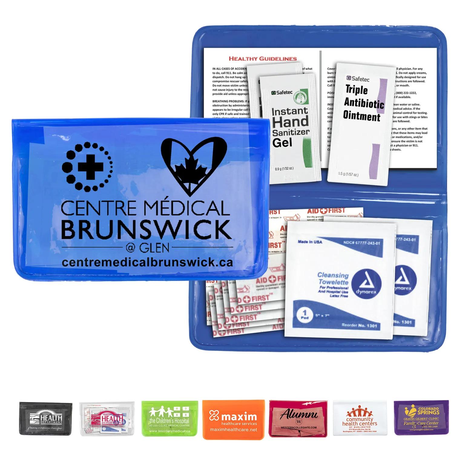 First Aid Kit 12 Piece Colorful Vinyl Pouch - 4.5 x 4.5 in