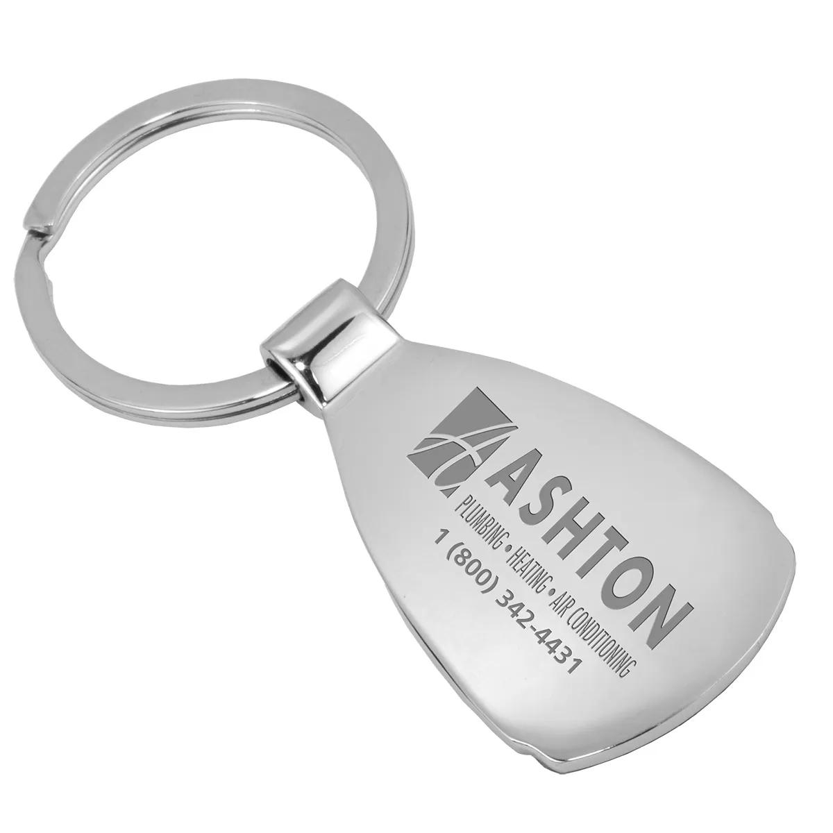 Custom Keychains Droplet Zinc Alloy Chrome - 1.8 x 1 in - product view 3