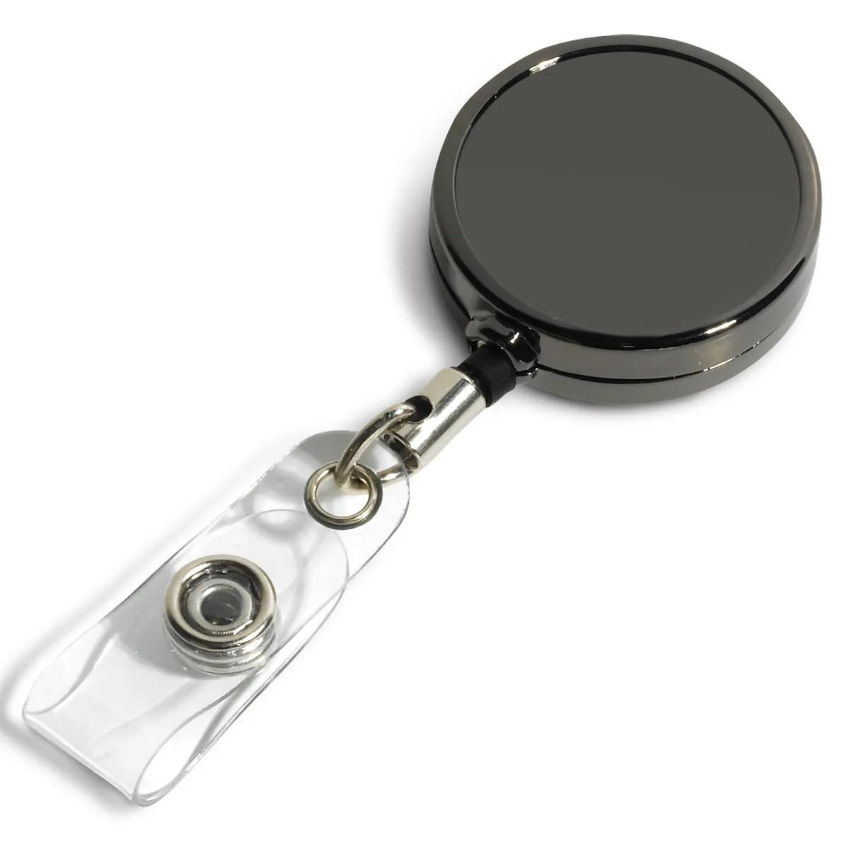 Badge Reel Gunmetal Metal Dublin Laser Engraved - 1.25 in Round - product view 3