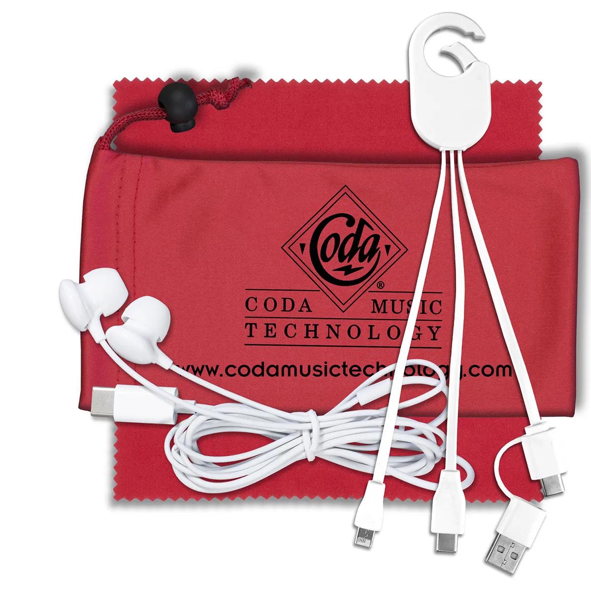 Mobile Tech Charging Kit Microfiber Cinch Pack - 5 x 4.25 in - product view 2