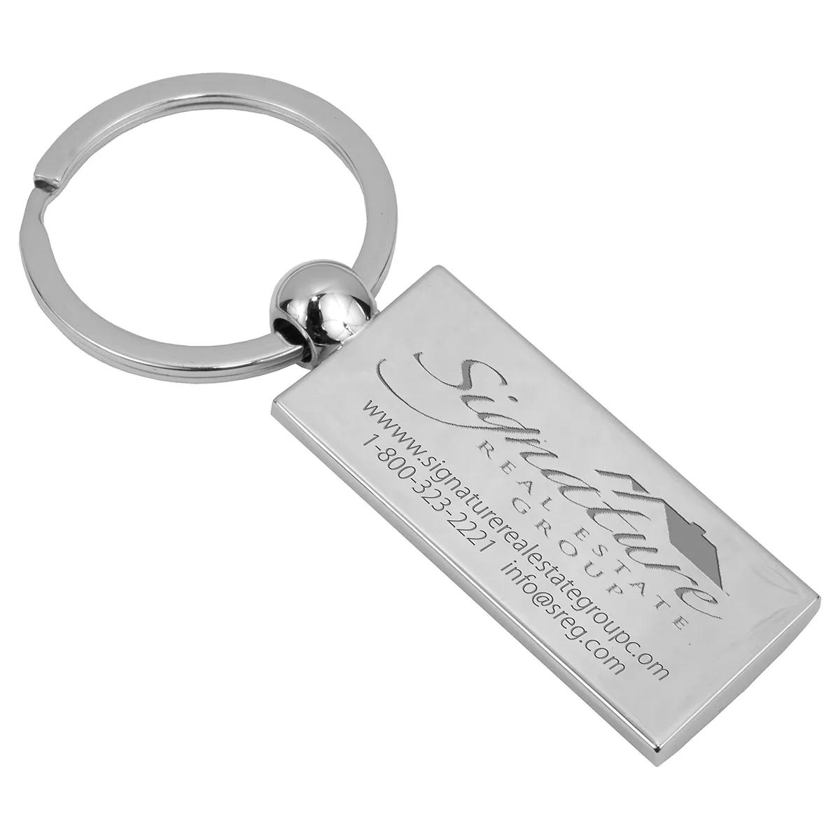 Custom Keychains Chrome Metal Laser Engraved - 3.4 x 1.4 in - product view 2