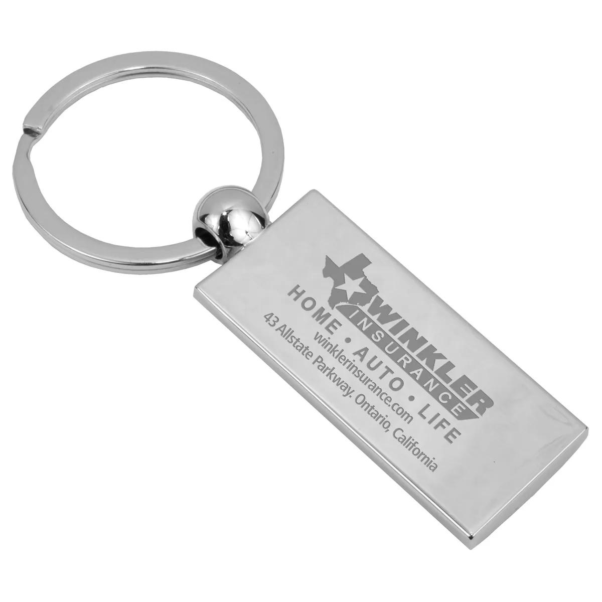 Custom Keychains Chrome Metal Laser Engraved - 3.4 x 1.4 in - product view 3