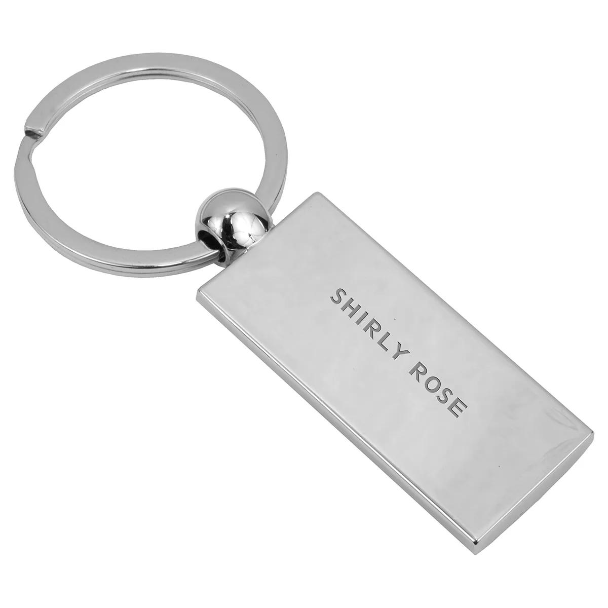 Custom Keychains Chrome Metal Laser Engraved - 3.4 x 1.4 in - product view 4