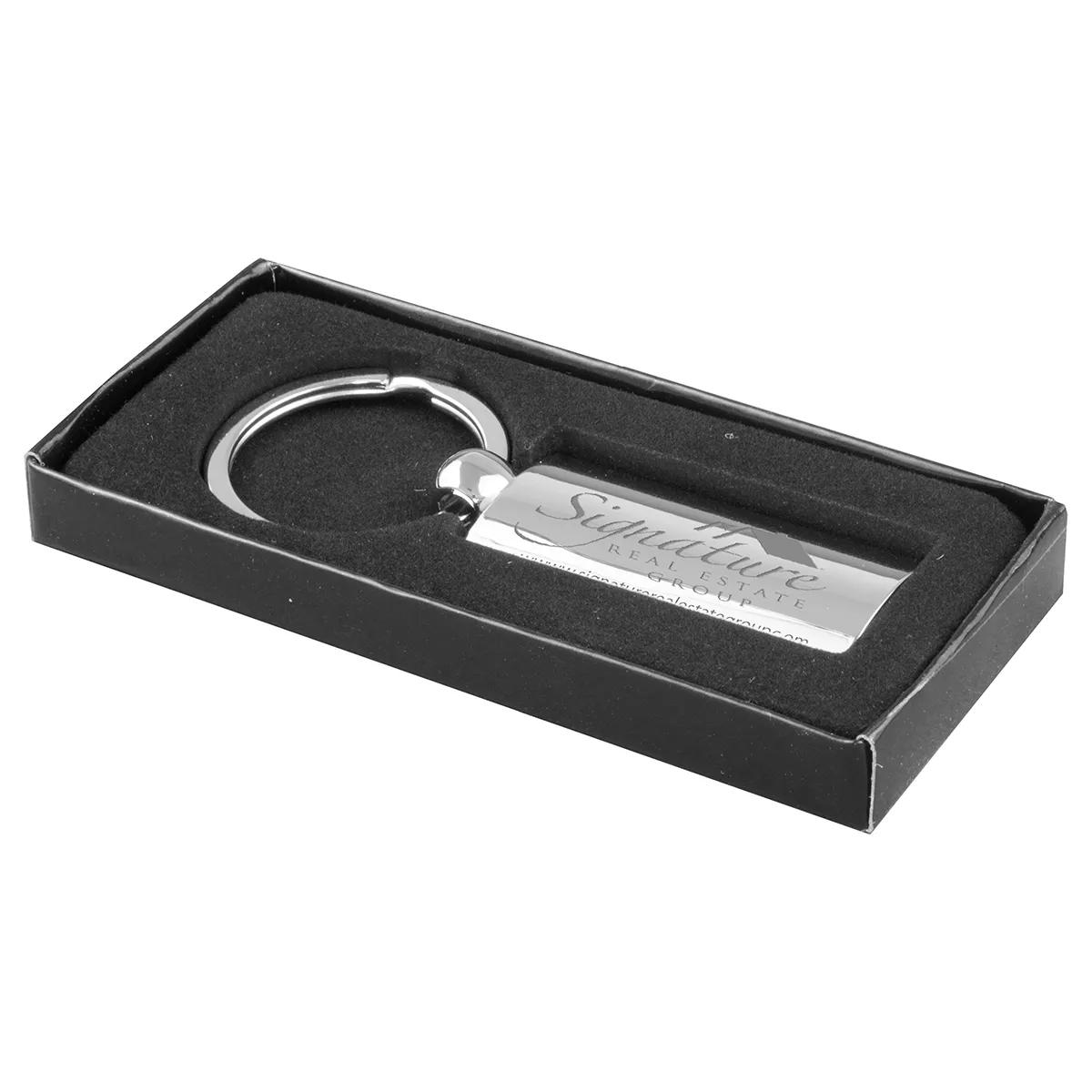 Custom Keychains Chrome Metal Laser Engraved - 3.4 x 1.4 in - product view 5