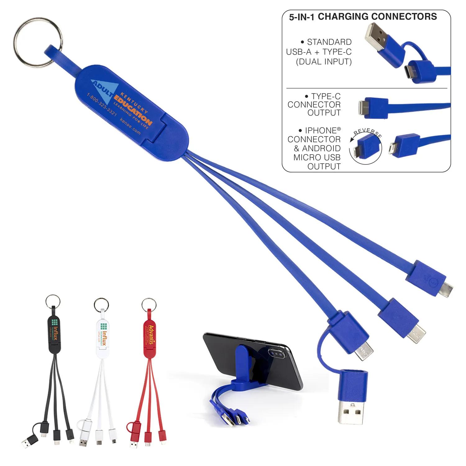 Phone Charging Cable 5-in-1 with Stand Acrylic - 9.4 x 0.8 in