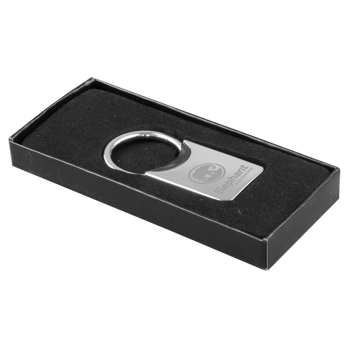 Custom Keychains Chrome Metal Laser Engraved - 1.3 x 2.6 in - product view 3