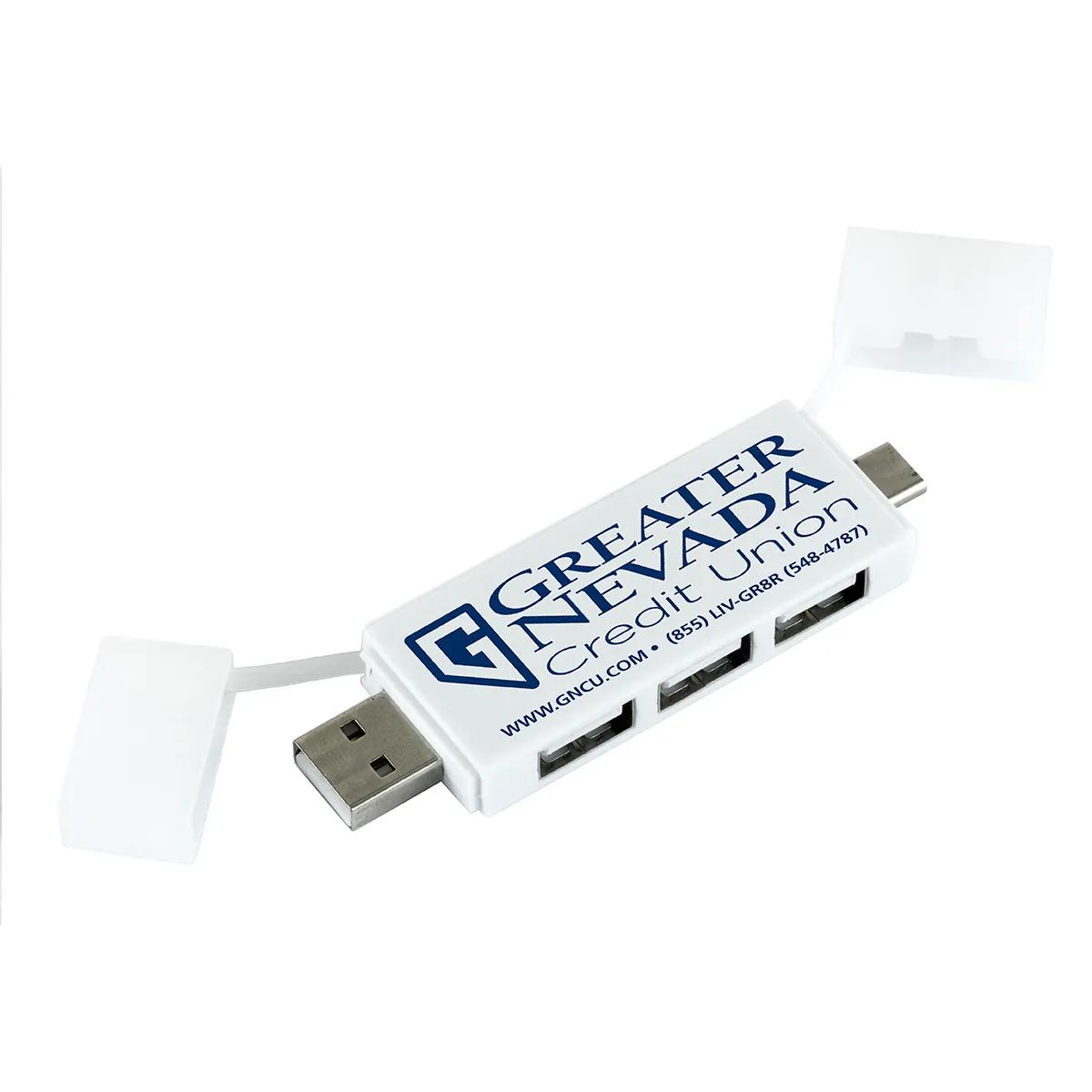 USB Hub 3 Port Mini with Type A Type C Adapter - 3.5 x 1 in - product view 5