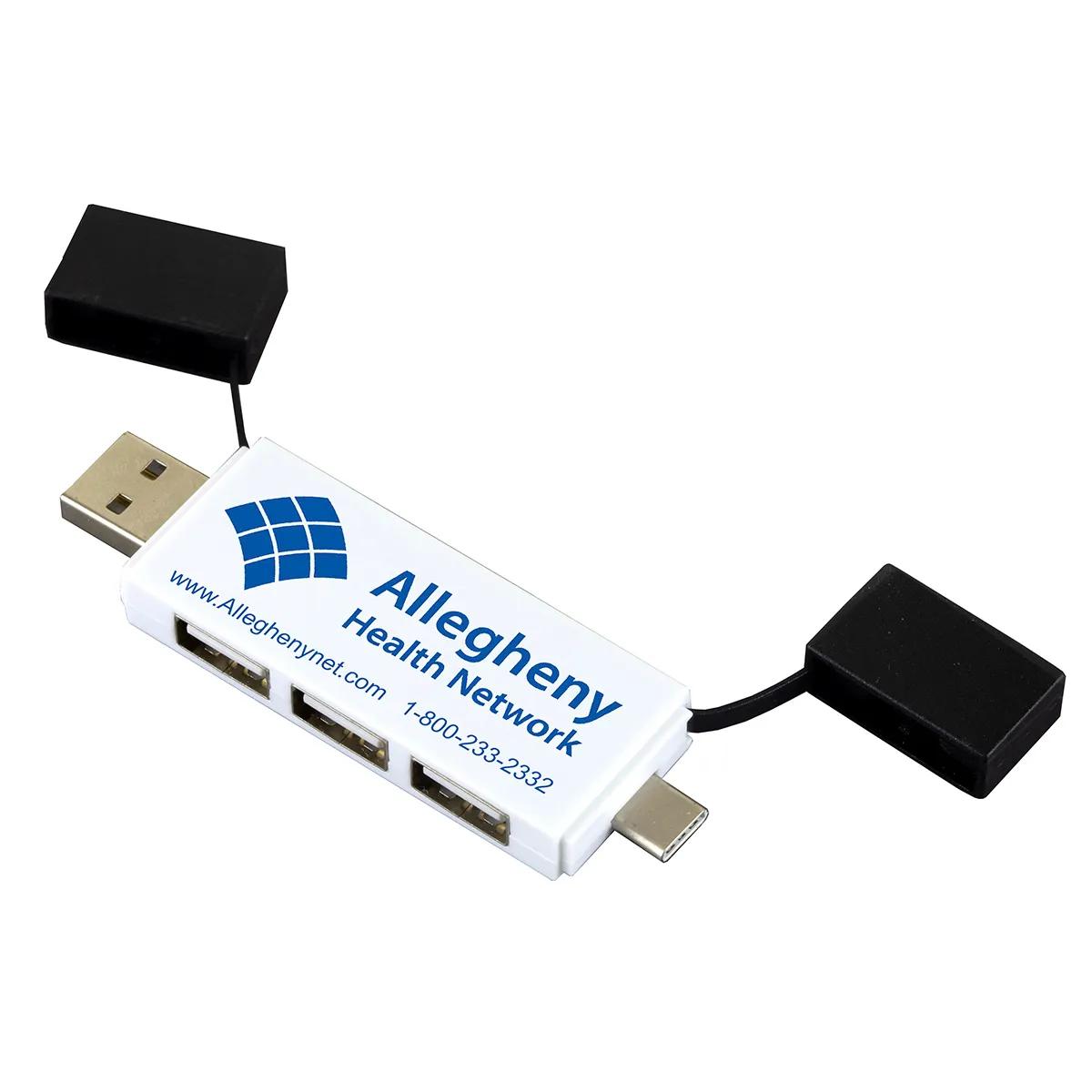 USB Hub 3 Port Mini with Type A Type C Adapter - 3.5 x 1 in - product view 8