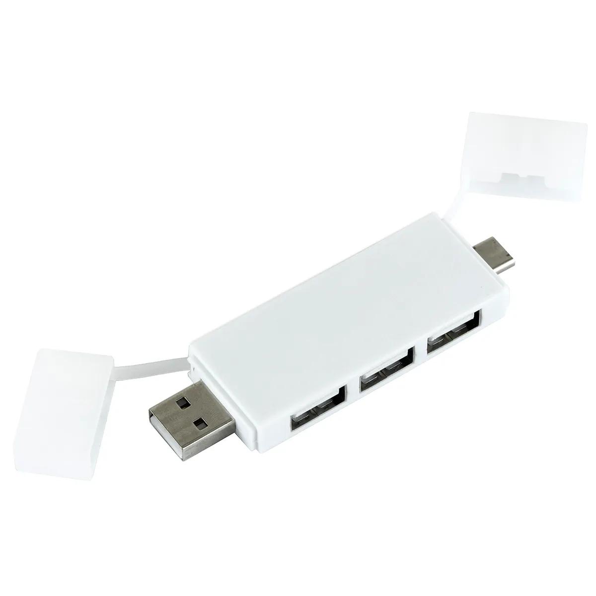 USB Hub 3 Port Mini with Type A Type C Adapter - 3.5 x 1 in - product view 20