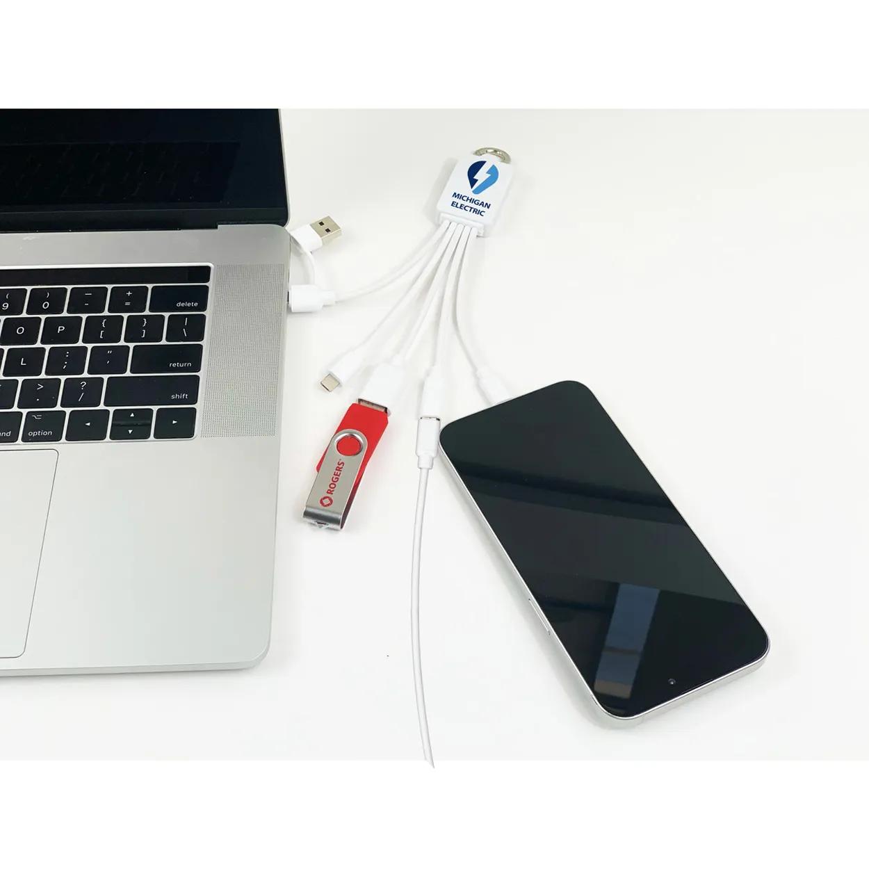 USB Charging Cable with 2-Port Hub Multi-Device - 7.5 in - product view 5