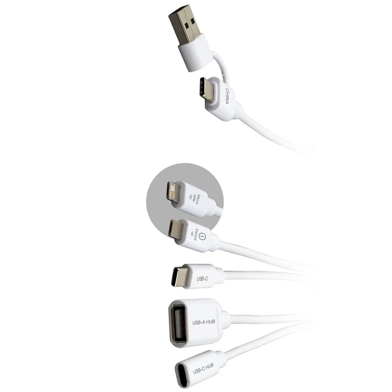 USB Charging Cable with 2-Port Hub Multi-Device - 7.5 in - product view 7