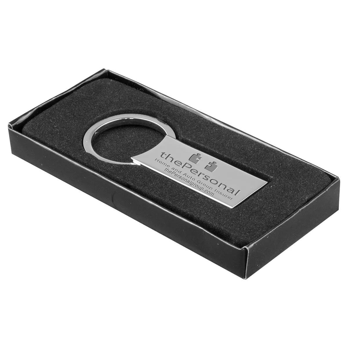 Metal Keychain Chrome Finish Zinc Alloy - 2.6 x 1.4 in - product view 4