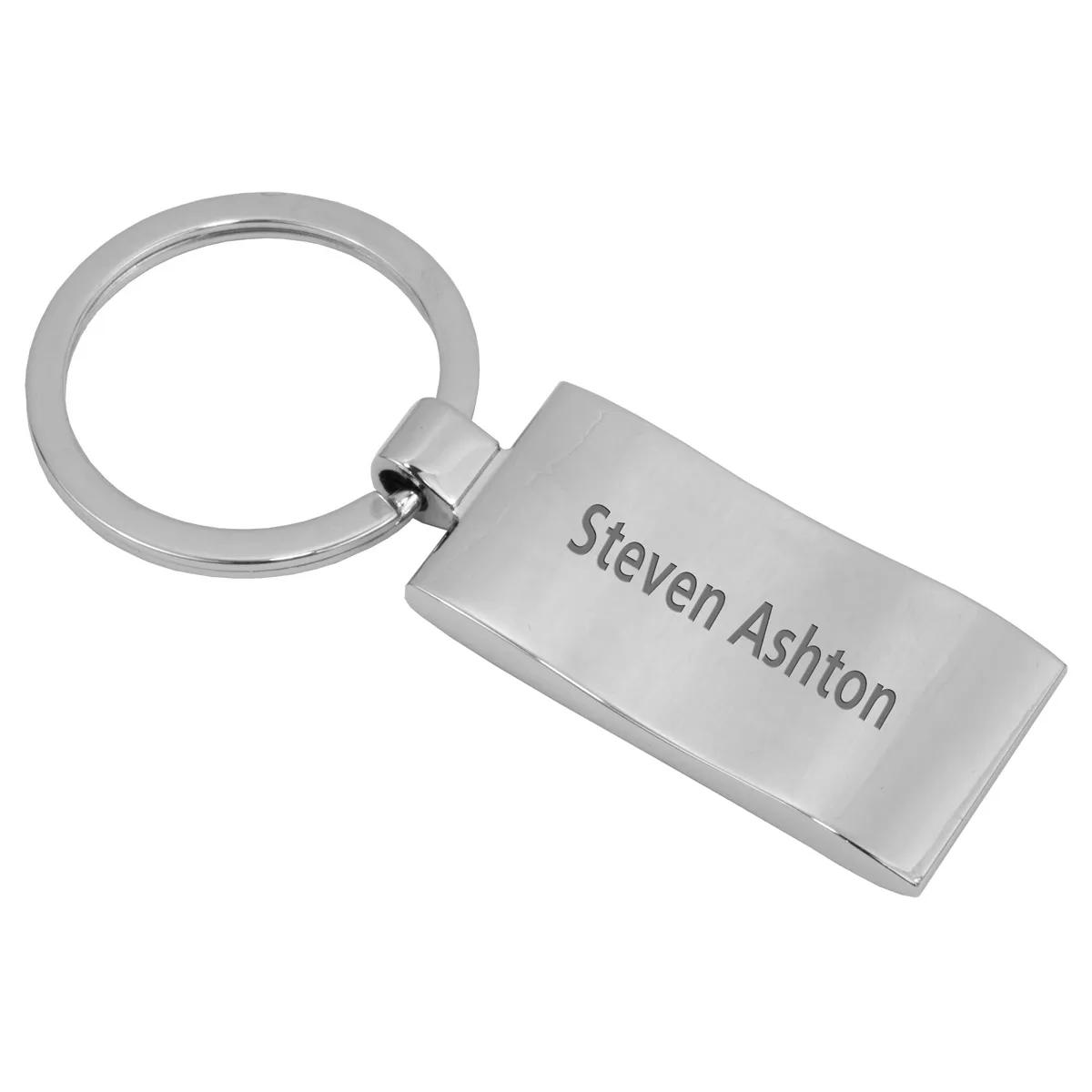 Metal Keychain Laser Engraved Zinc Alloy Matte - 3.25 x 0.9 in - product view 3