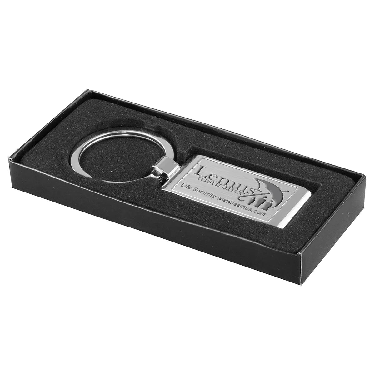 Metal Keychain Laser Engraved Zinc Alloy Matte - 3.25 x 0.9 in - product view 5