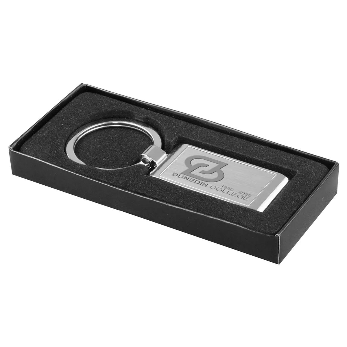 Metal Keychain Laser Engraved Zinc Alloy Matte - 3.25 x 0.9 in - product view 6