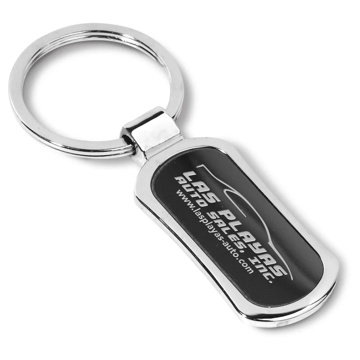 Metal Keychain Chrome Gunmetal Insert Zinc Alloy - 3.5 x 1 in - product view 7