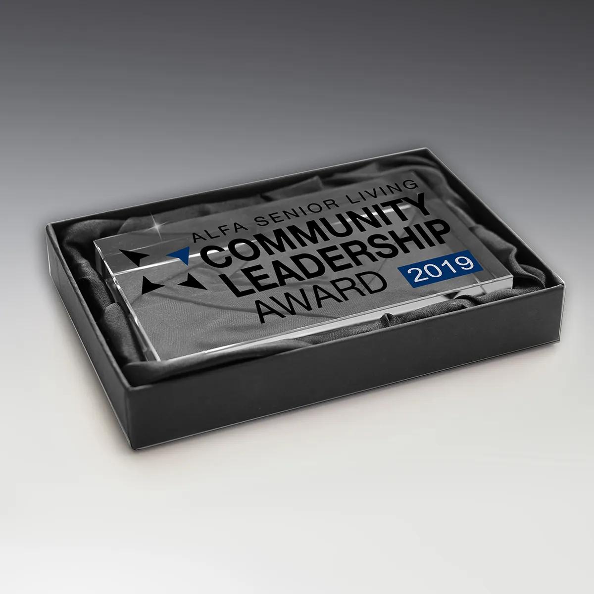 Glass Paperweight Rectangle Award Acrylic - 3 x 5 x 0.75 in - product view 2