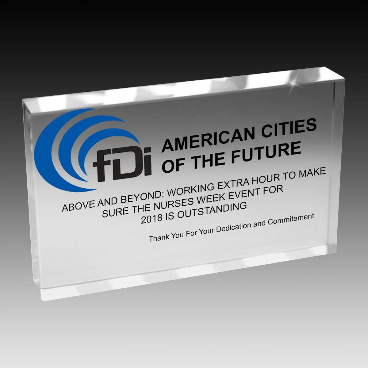 Glass Paperweight Rectangle Award Acrylic - 3 x 5 x 0.75 in - product view 3