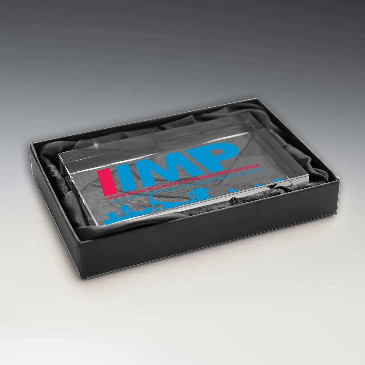 Glass Paperweight Rectangle Award Acrylic - 3 x 5 x 0.75 in - product view 4