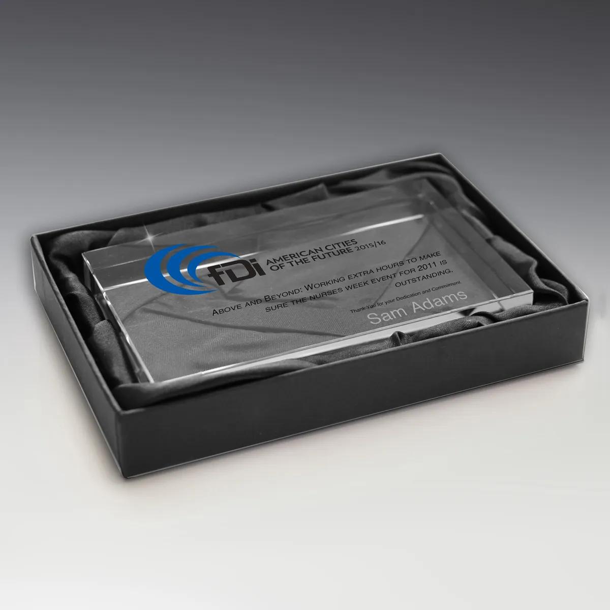 Glass Paperweight Rectangle Award Acrylic - 3 x 5 x 0.75 in - product view 5
