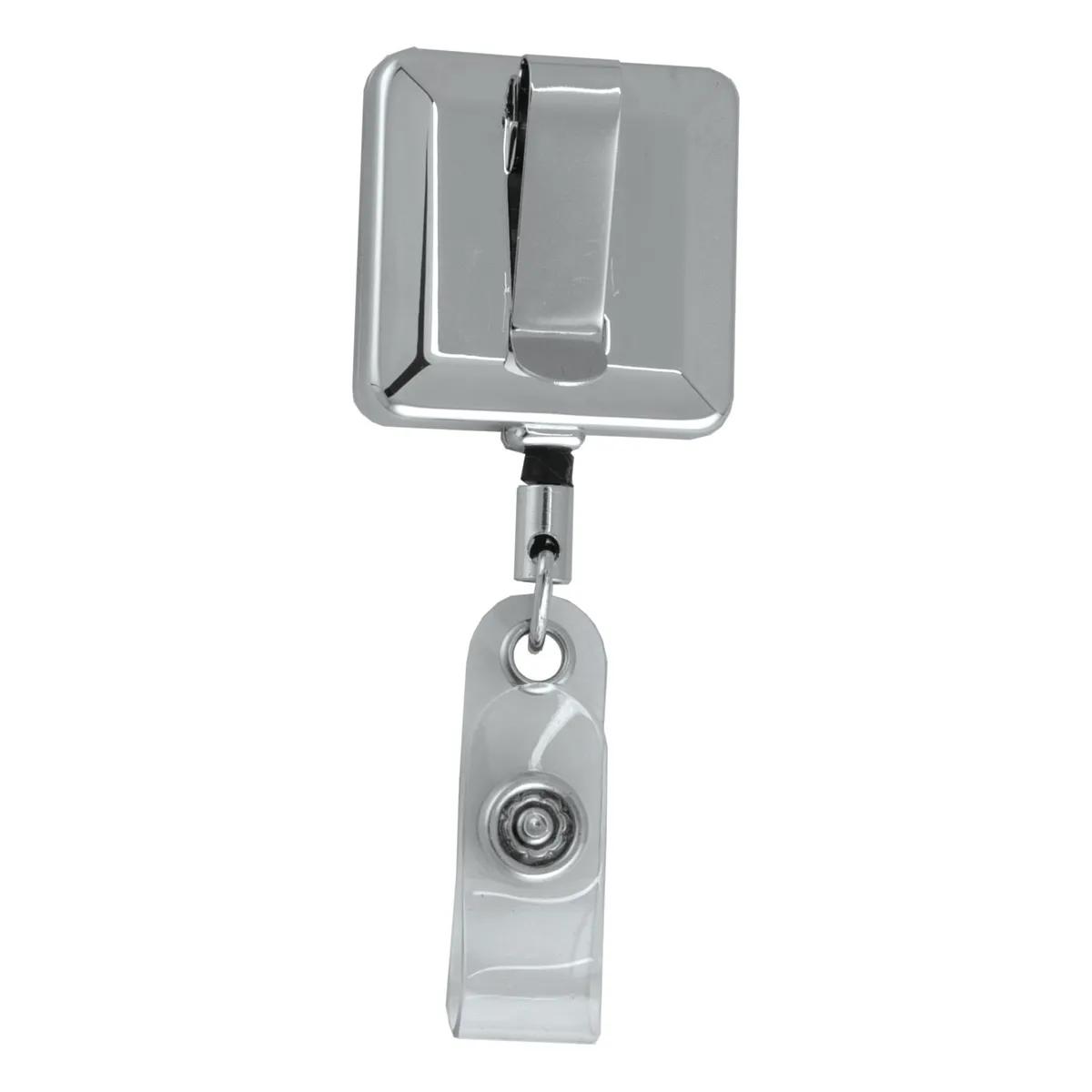 Badge Reel Retractable Metal Chrome Square - 1.25 x 1.25 in - product view 2