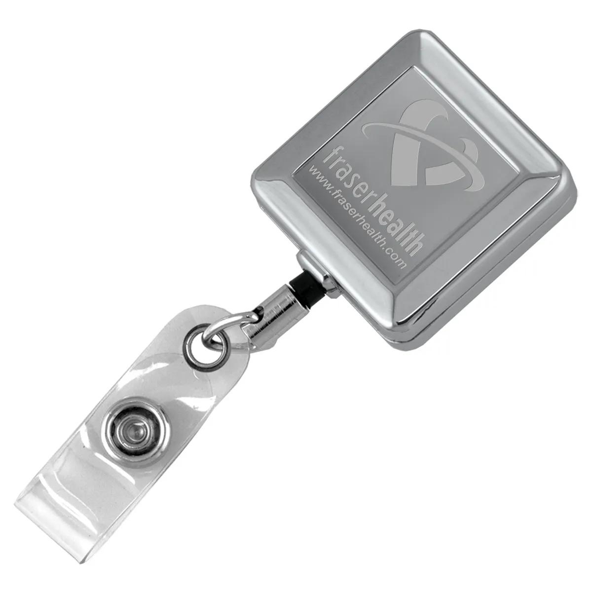 Badge Reel Retractable Metal Chrome Square - 1.25 x 1.25 in - product view 3