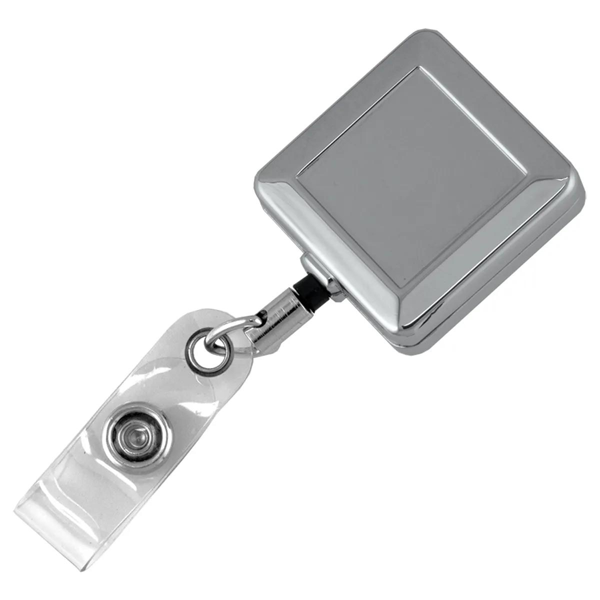 Badge Reel Retractable Metal Chrome Square - 1.25 x 1.25 in - product view 4