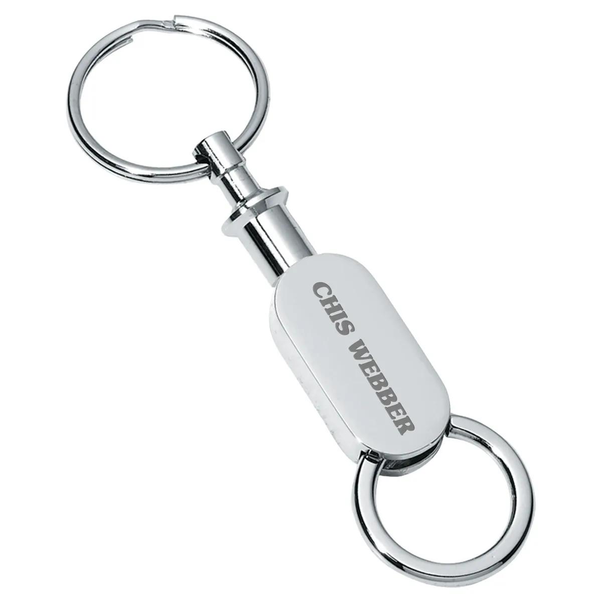 Metal Valet Keychain Pull Apart Chrome Zinc Alloy - 3.1 in - product view 3