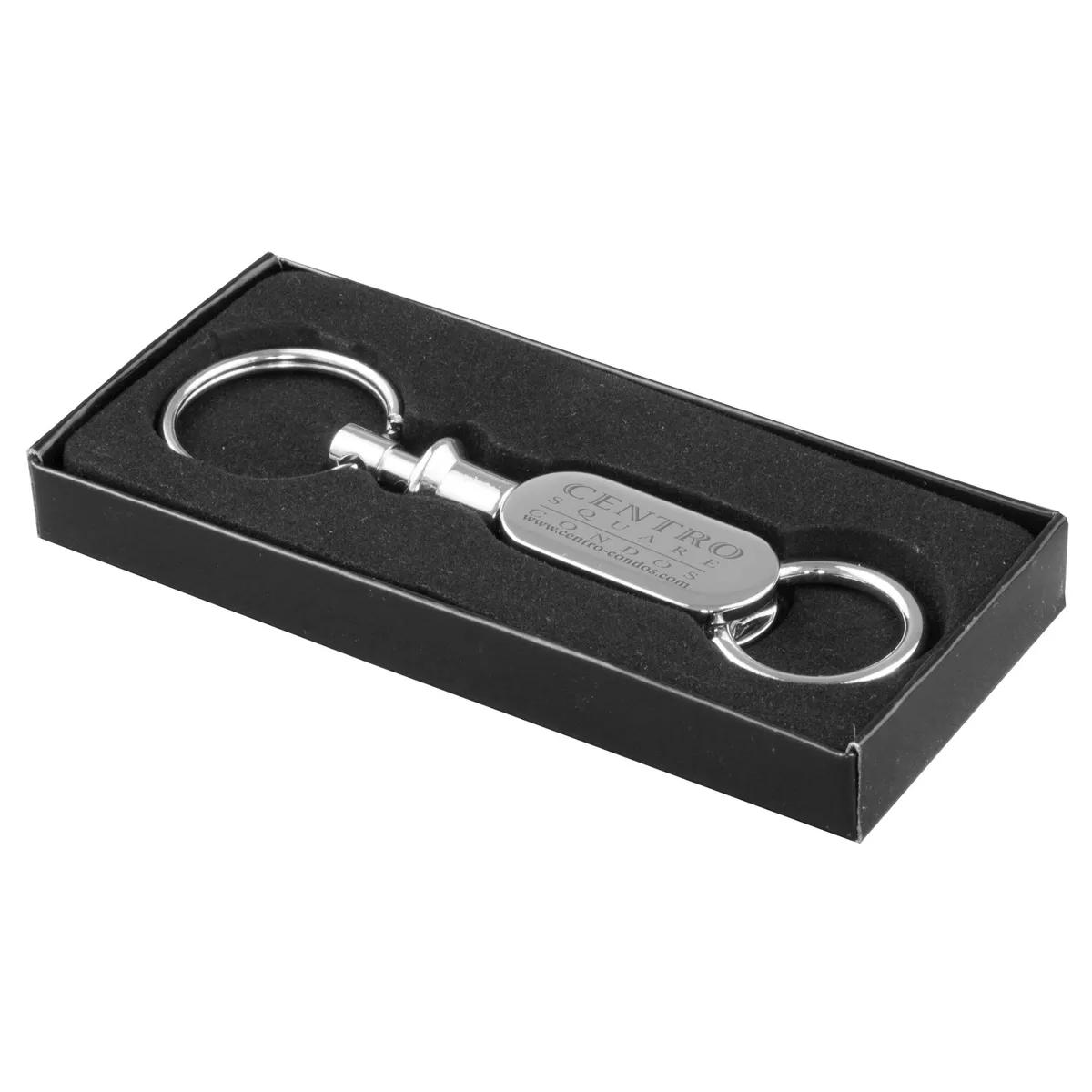 Metal Valet Keychain Pull Apart Chrome Zinc Alloy - 3.1 in - product view 4