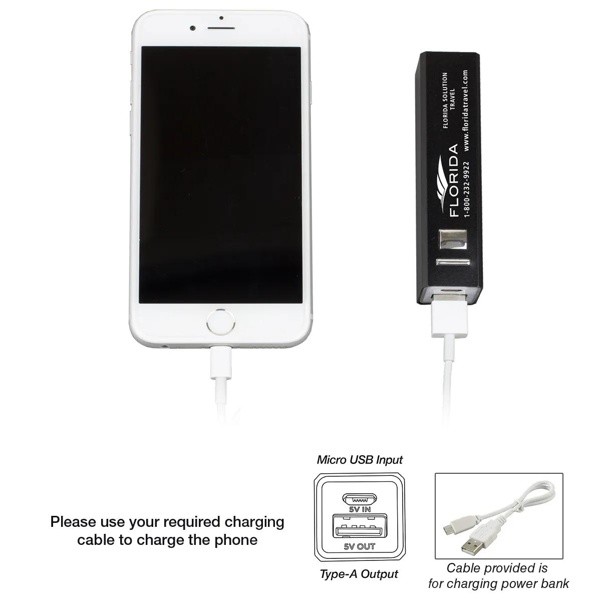 Aluminum Power Bank 2200 mAh UL Listed Laser Engrave - 3.7 in - product view 10