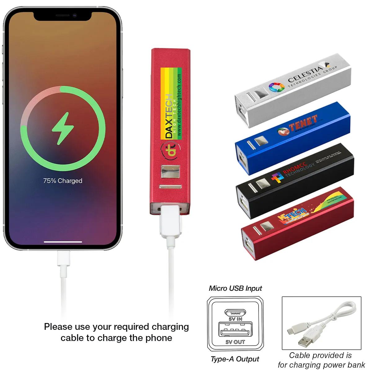 Aluminum Power Bank 2200 mAh Full Color Print UL - 3.7 in
