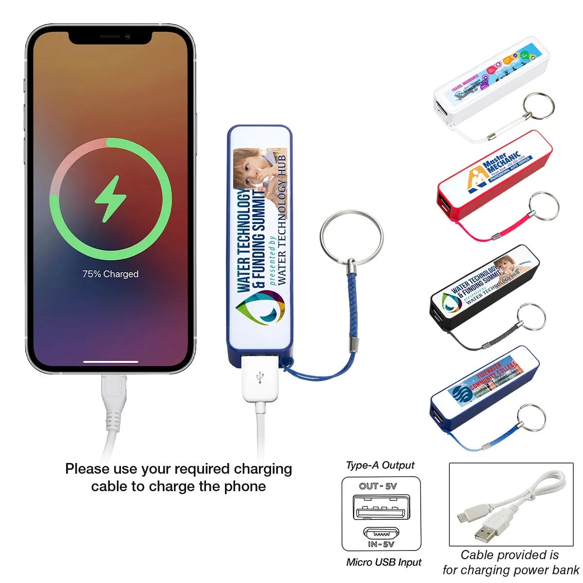 Power Bank 2200 mAh Full Color Print UL Listed - 3.75 x 1 in