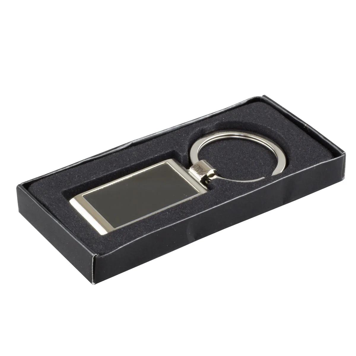 Custom Keychains Chrome Gunmetal Insert Zinc Alloy - 3.25 x 0.875 in - product view 5