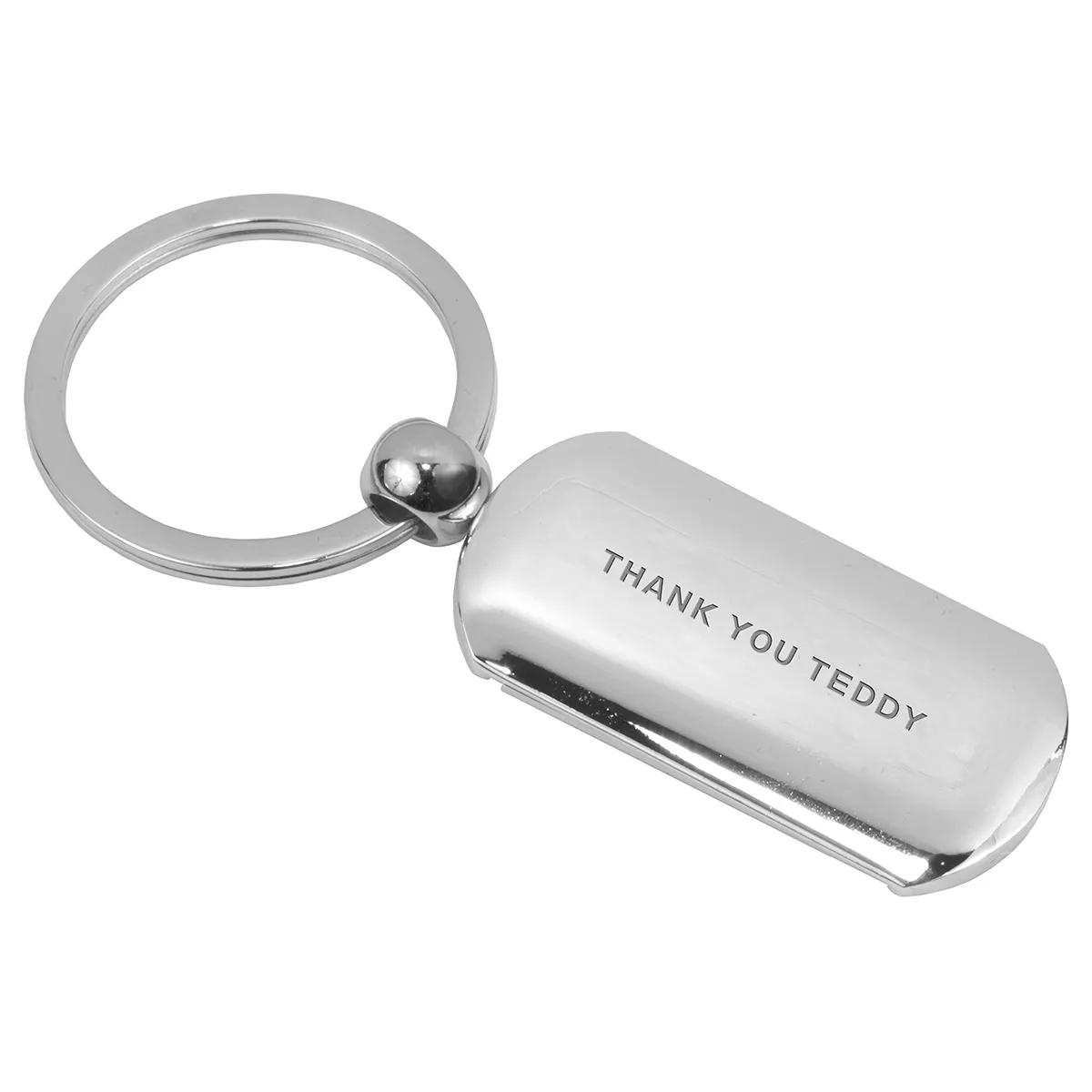 Custom Keychains Matte Chrome Accents Zinc Alloy - 3.25 x 1.375 in - product view 3