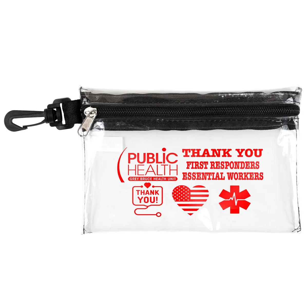 First Aid Kit Protection Pack Carabiner Zipper - 7.5 x 5 in (12 Pack) - product view 4