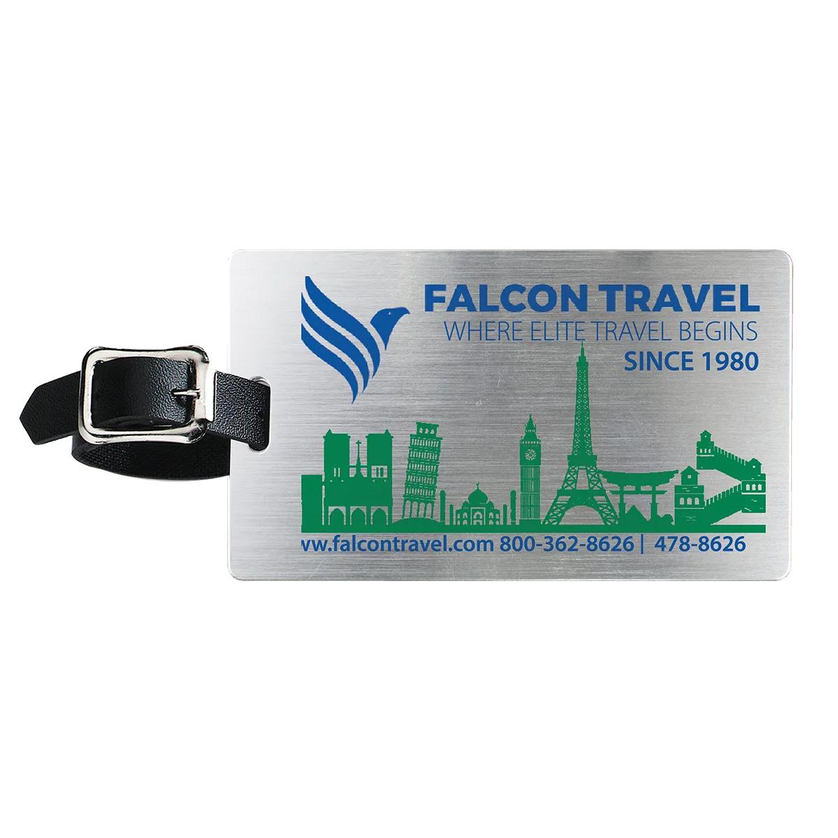 Luggage Tag Brushed Aluminum Kwik Seal Leatherette - 2.5 x 4.25 in