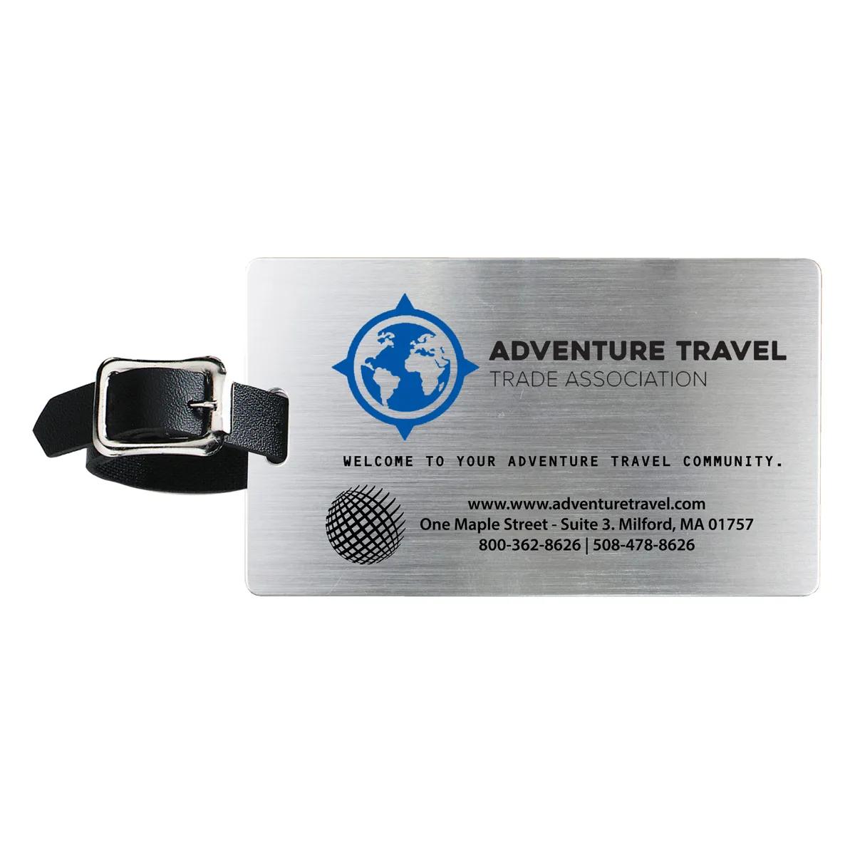 Luggage Tag Brushed Aluminum Kwik Seal Leatherette - 2.5 x 4.25 in - product view 2