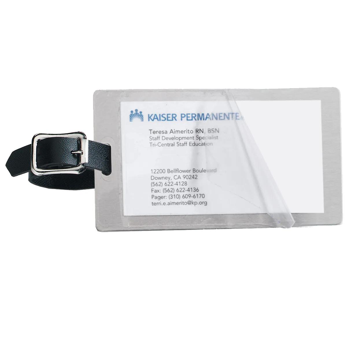 Luggage Tag Brushed Aluminum Kwik Seal Leatherette - 2.5 x 4.25 in - product view 4