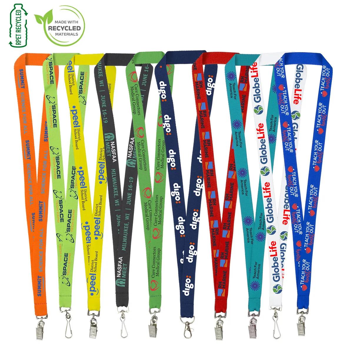 Custom Lanyards Recycled RPET Silkscreen Import - 18 x 0.75 in