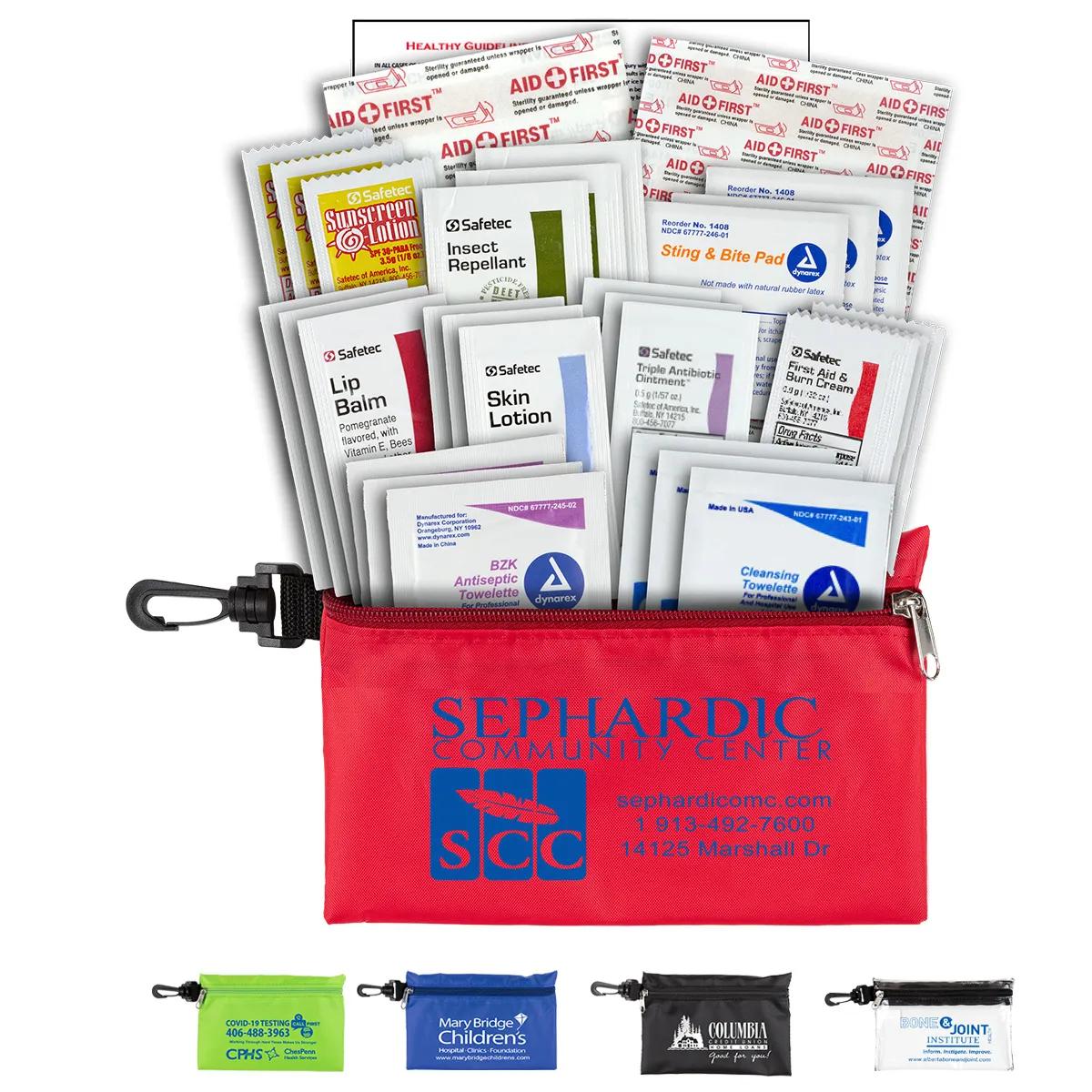 Camping First Aid Kit 43 Piece with Carabiner - 7.5 x 5 in